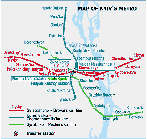 The map of the Kiev Metro
